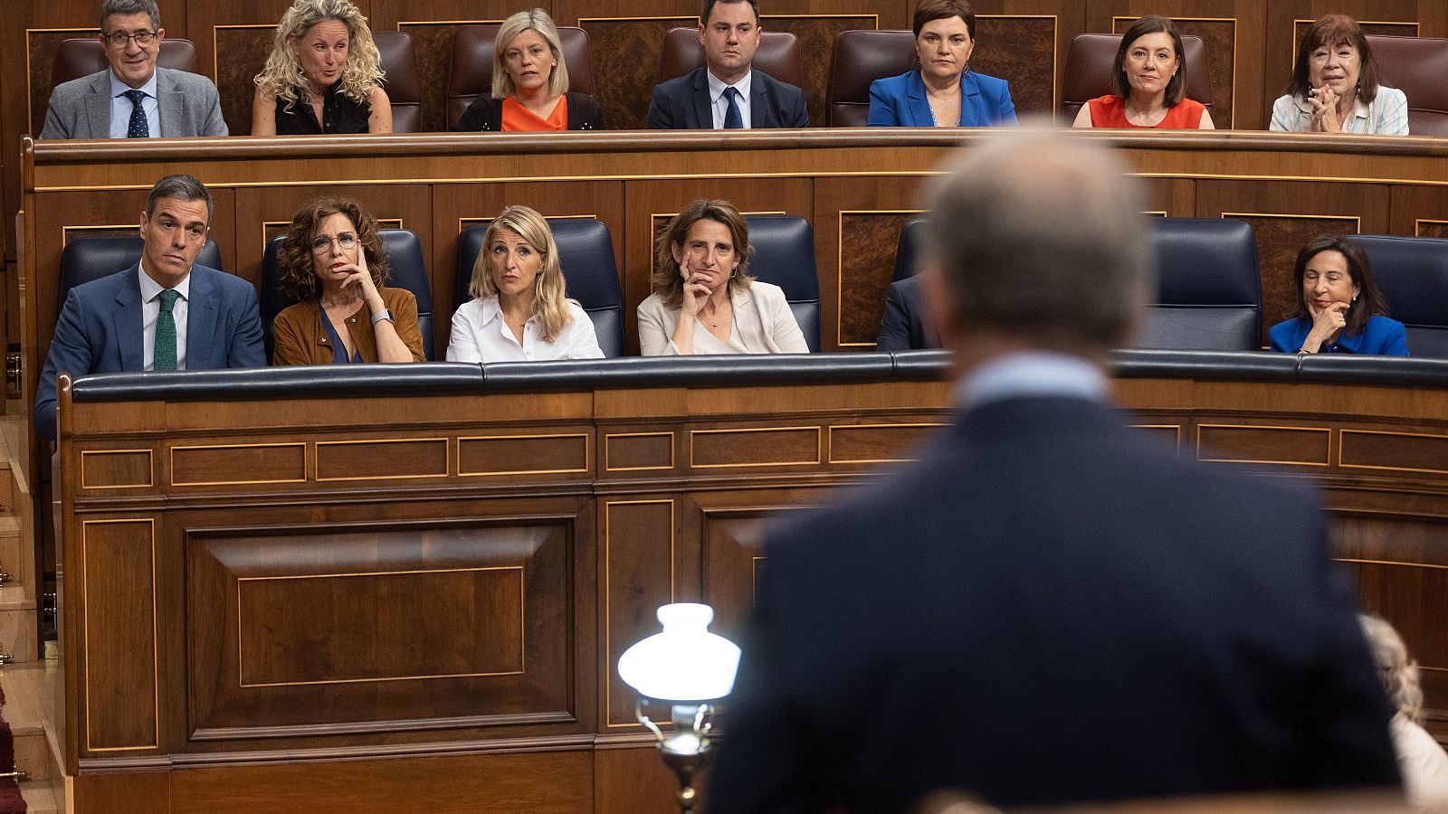 Sánchez y Feijóo, durante su último cara a cara en el Congreso