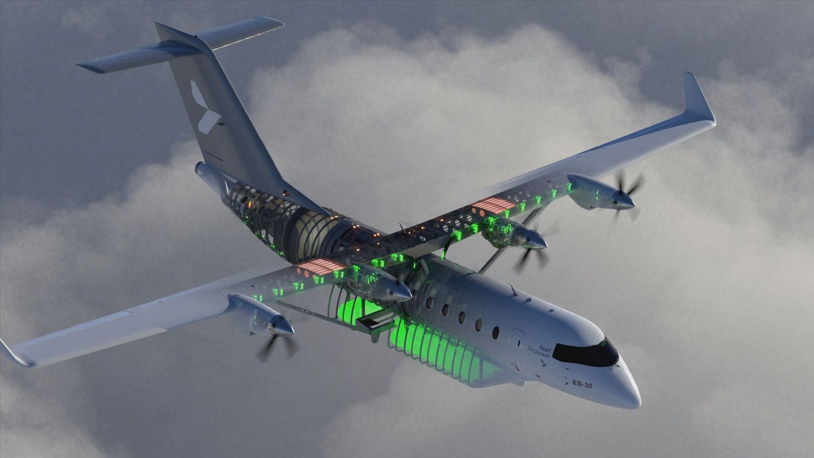 diseño de avión con hélices y tecnología propulsada por electricidad