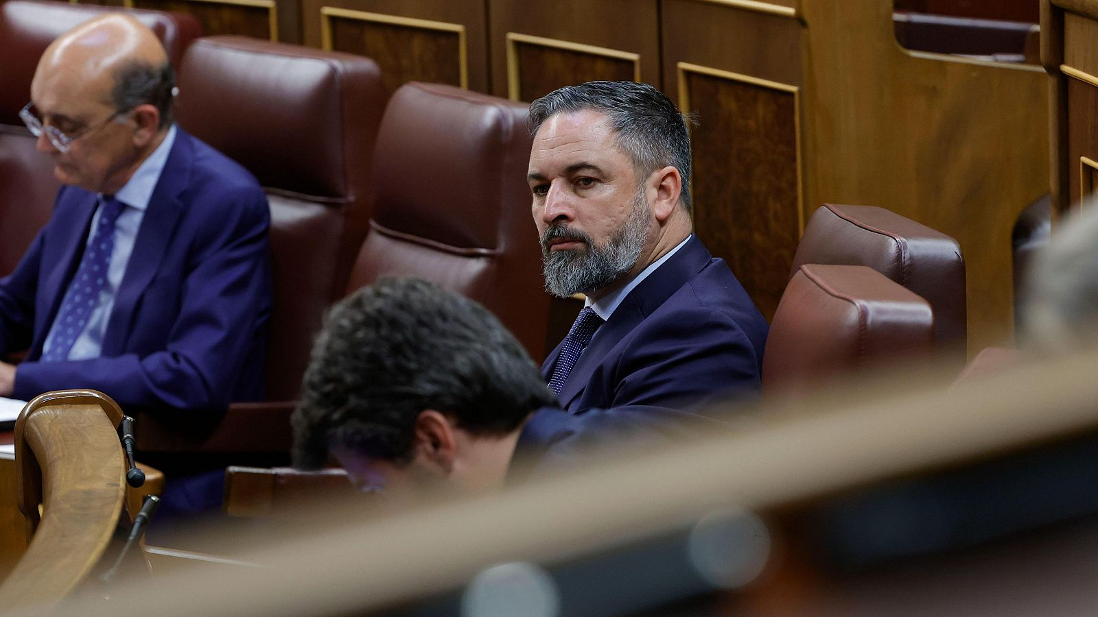 El líder de Vox, Santiago Abascal, durante un pleno del Congreso de los Diputados