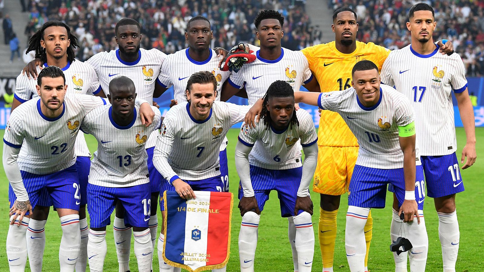 Equipo titular de Francia en su partido ante Portugal en las semifinales de la Eurocopa 2024