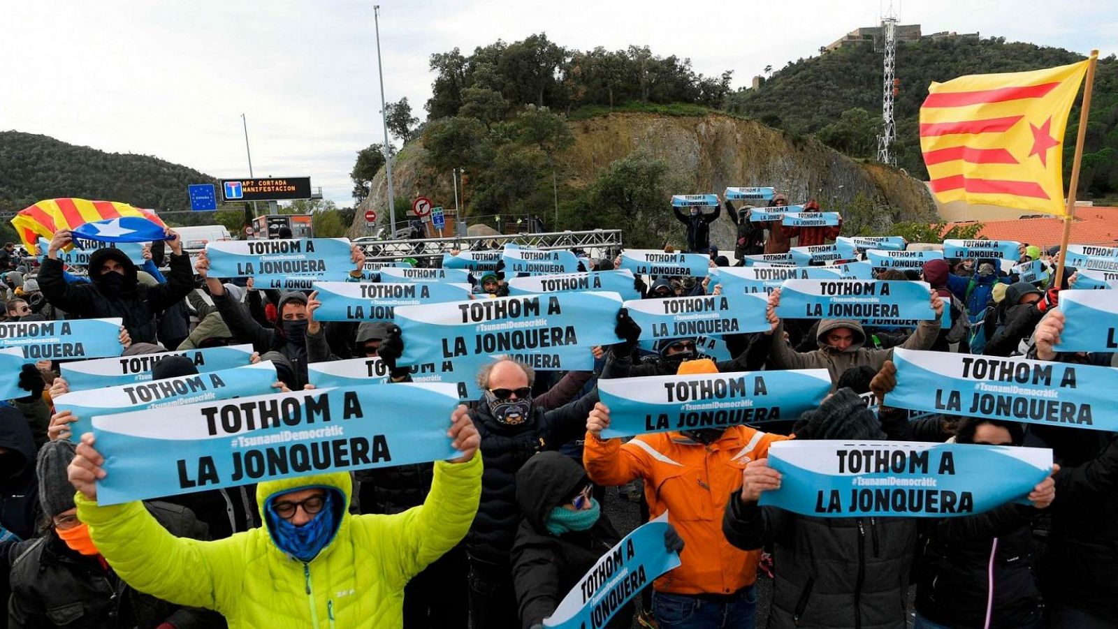 Imatge d'una manifestació de Tsunami Democràtic l'any 2019