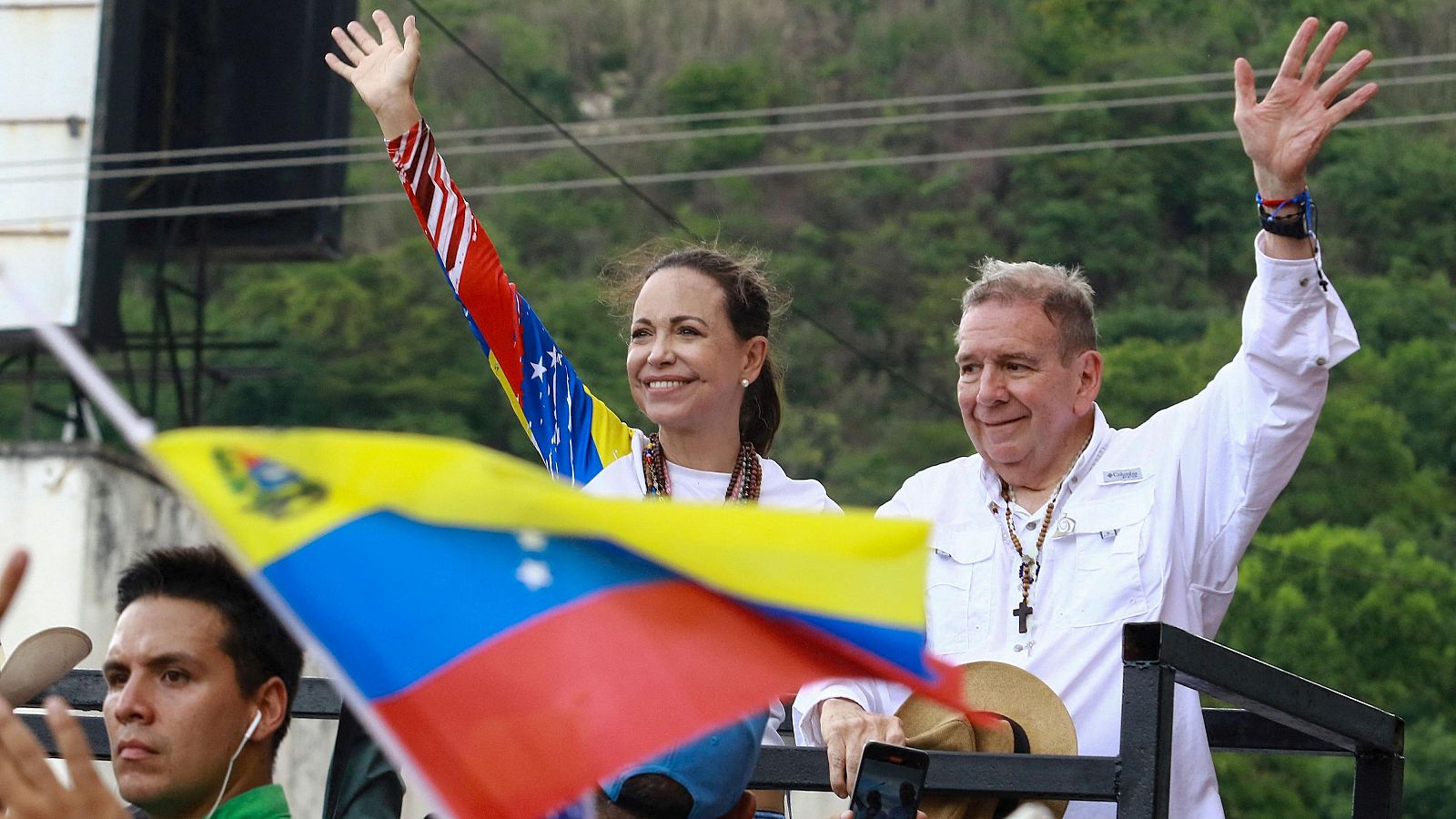 La líder opositora María Corina Machado junto al candidato a la Presidencia de Venezuela Edmundo González