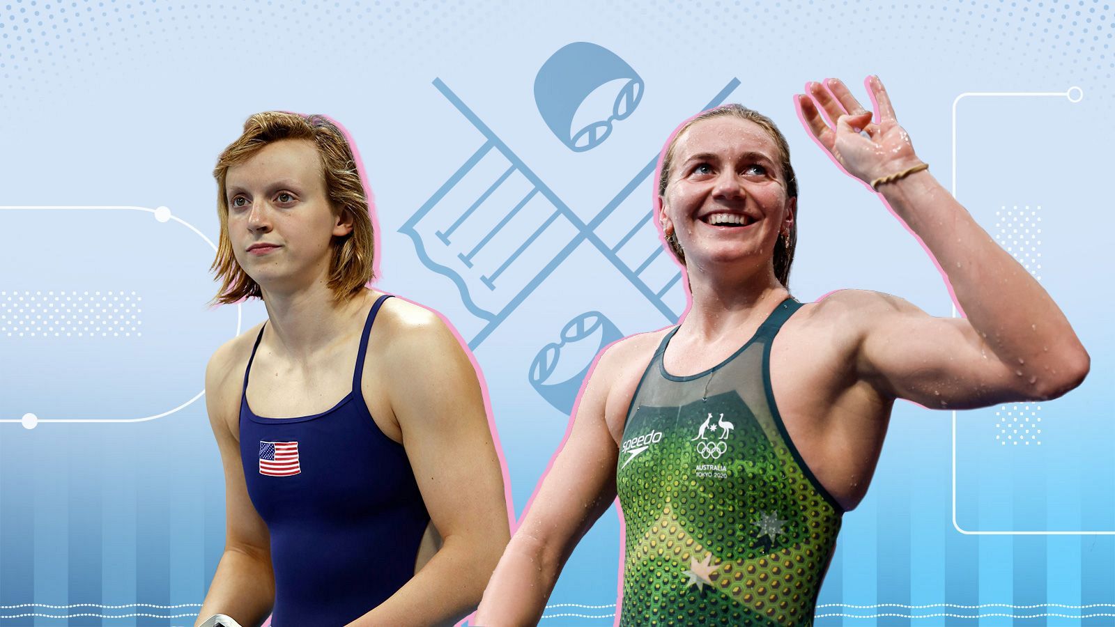 Las nadadoras Katie Ledecky y Ariarne Titmus