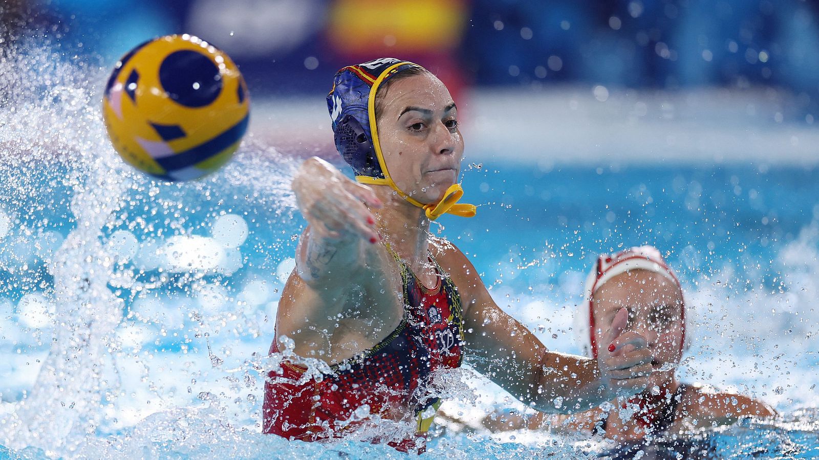 Bea Ortiz, en el partido EE.UU. - España del torneo femenino de waterpolo de los Juegos de París 2024