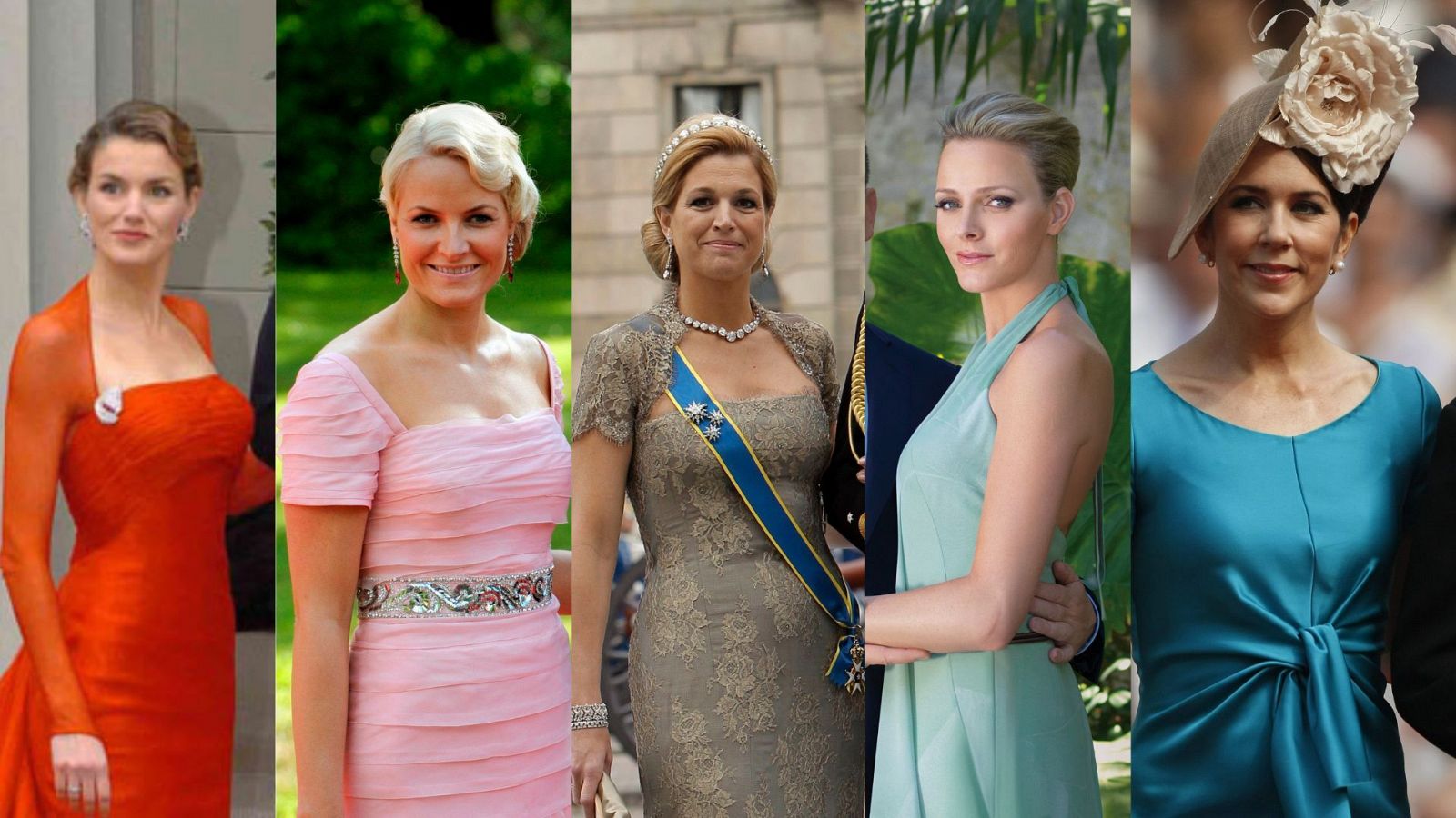 Letizia Ortiz, Mette-Marit de Noruega, Máxima de Holanda, Charlène de Mónaco, Matilde de Bélgica y Mary de Dinamarca