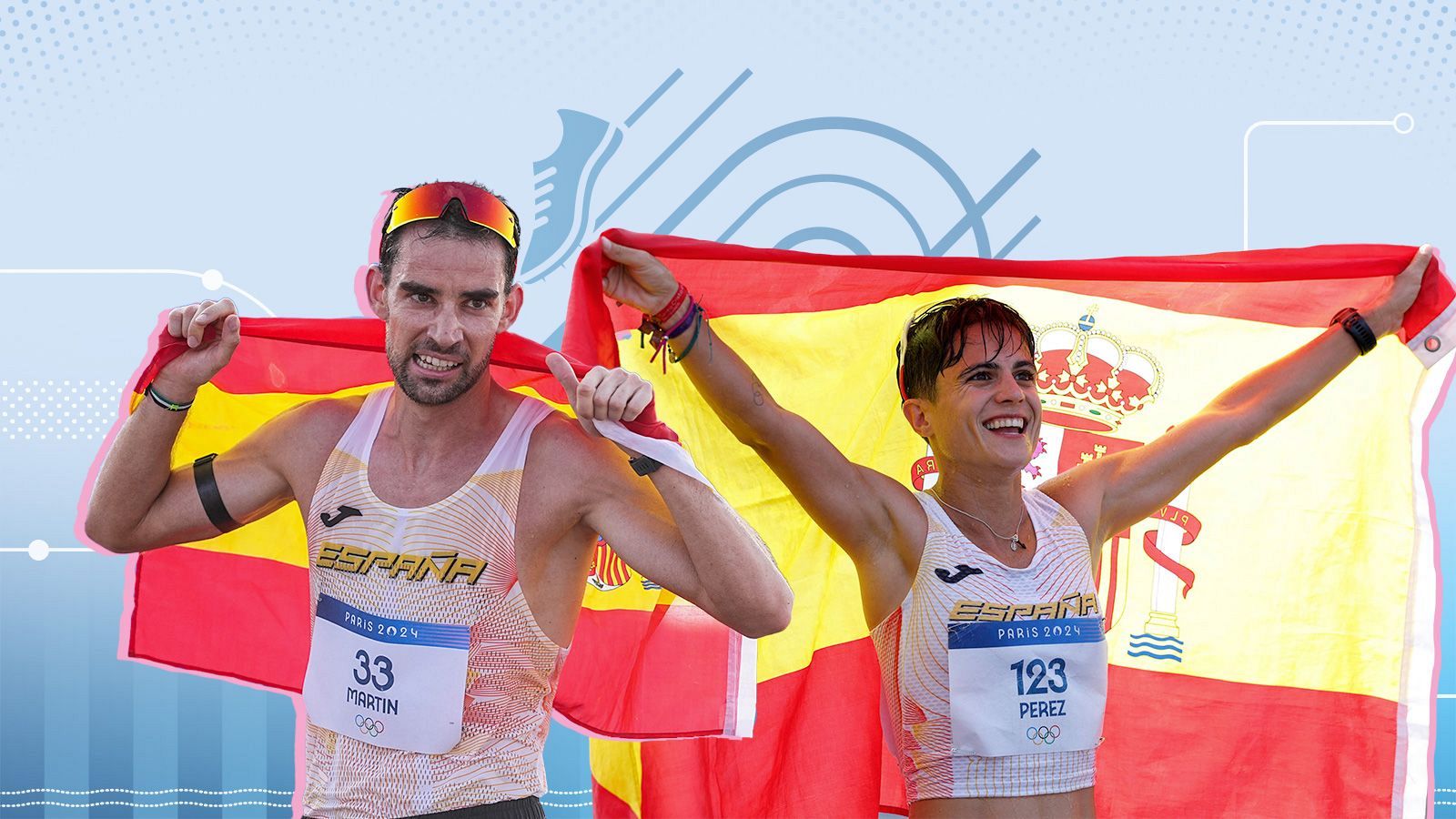 Álvaro Martín (bronce) y María Pérez (plata), campeones del mundo y ahora medallistas olímpicos en 20 km marcha.