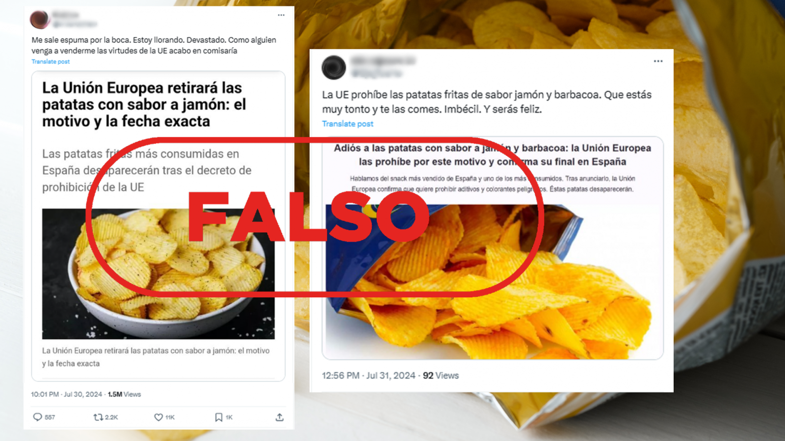 La Unión Europea no ha prohibido las patatas fritas con sabor jamón