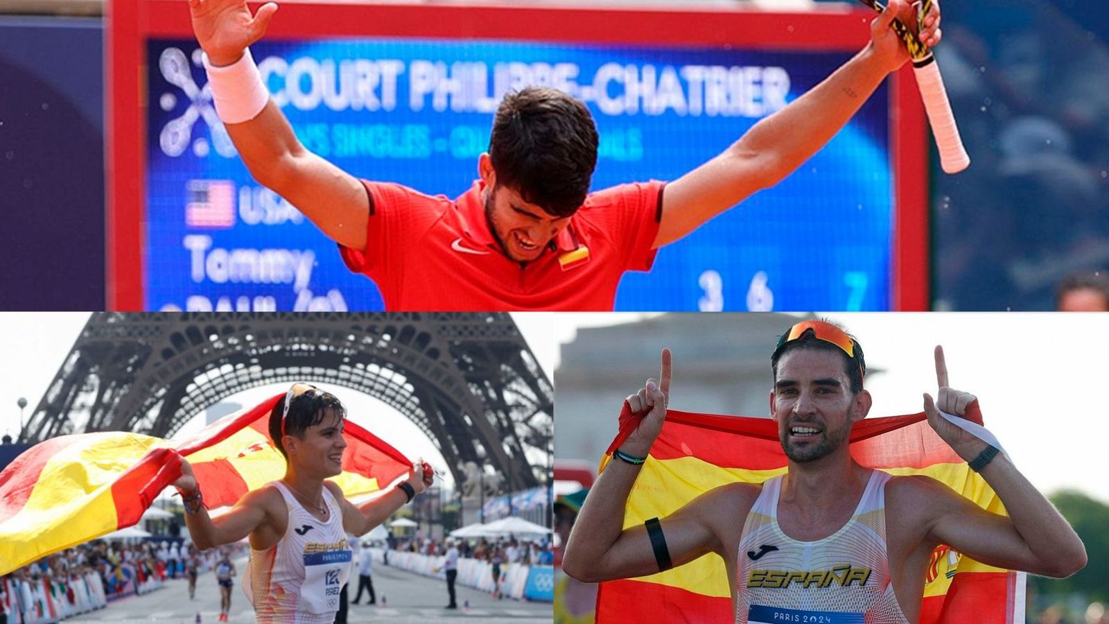 La audiencia apoyó a Alcaraz y a los atletas  Álvaro Martín y María Pérez lograron nuevas medallas para España