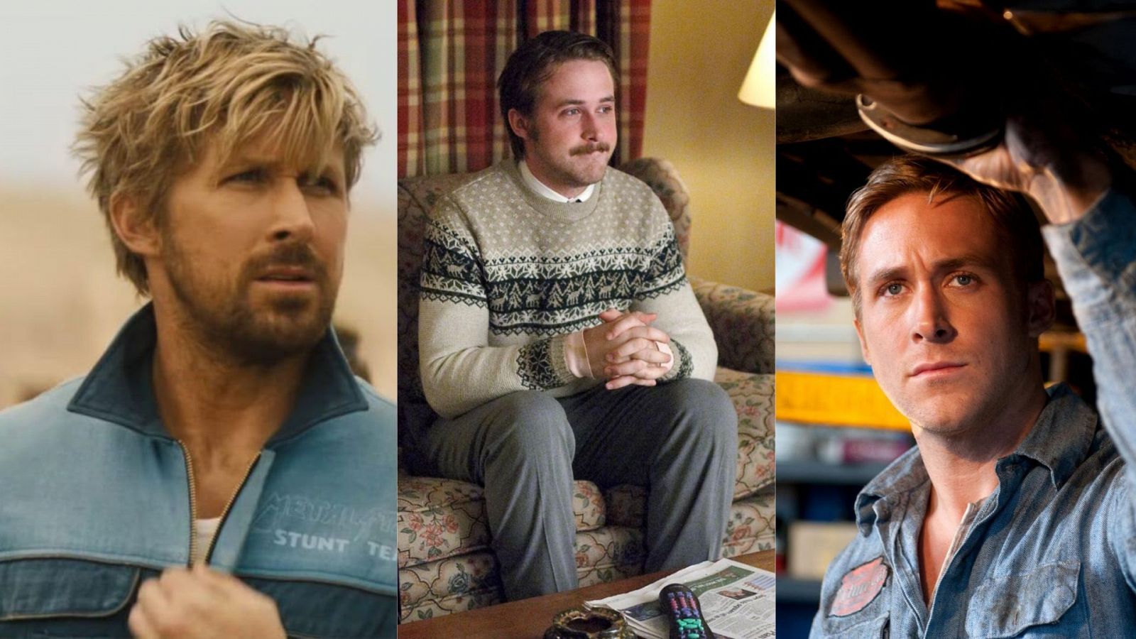 Ryan Gosling en 'El especialista', 'Lars y una chica de verdad' y 'Drive'.