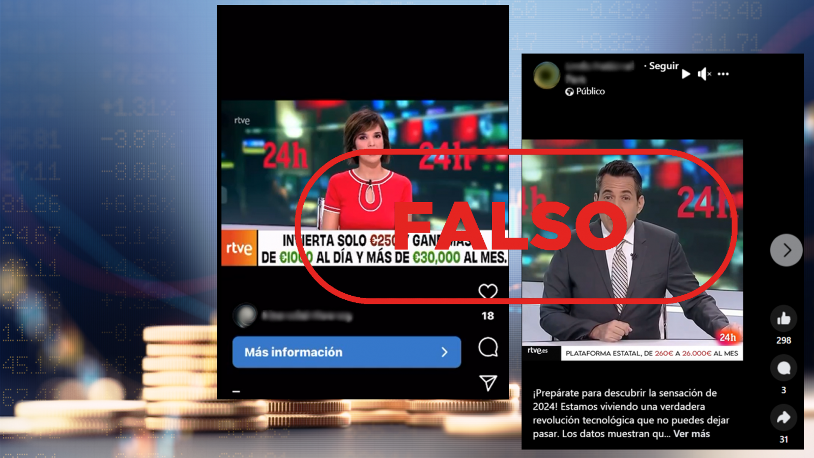 Estos vídeos sobre plataformas de inversión no son emisiones reales de RTVE