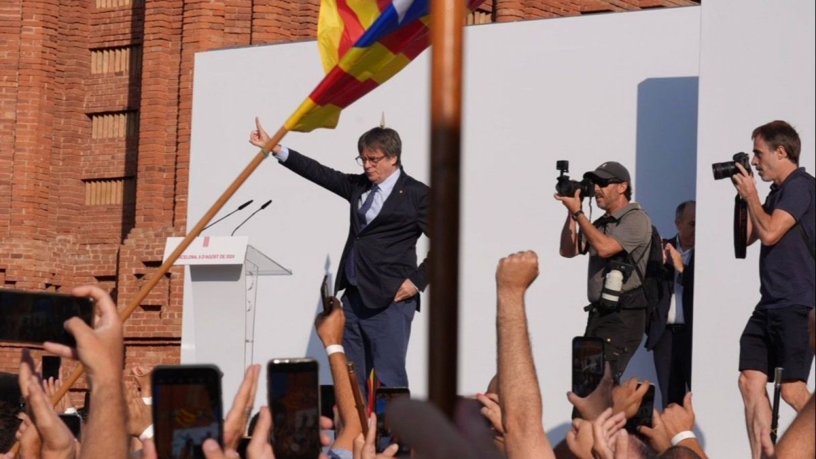 Carles Puigdemont, en el acto en el que participó en Barcelona el jueves antes de desaparecer