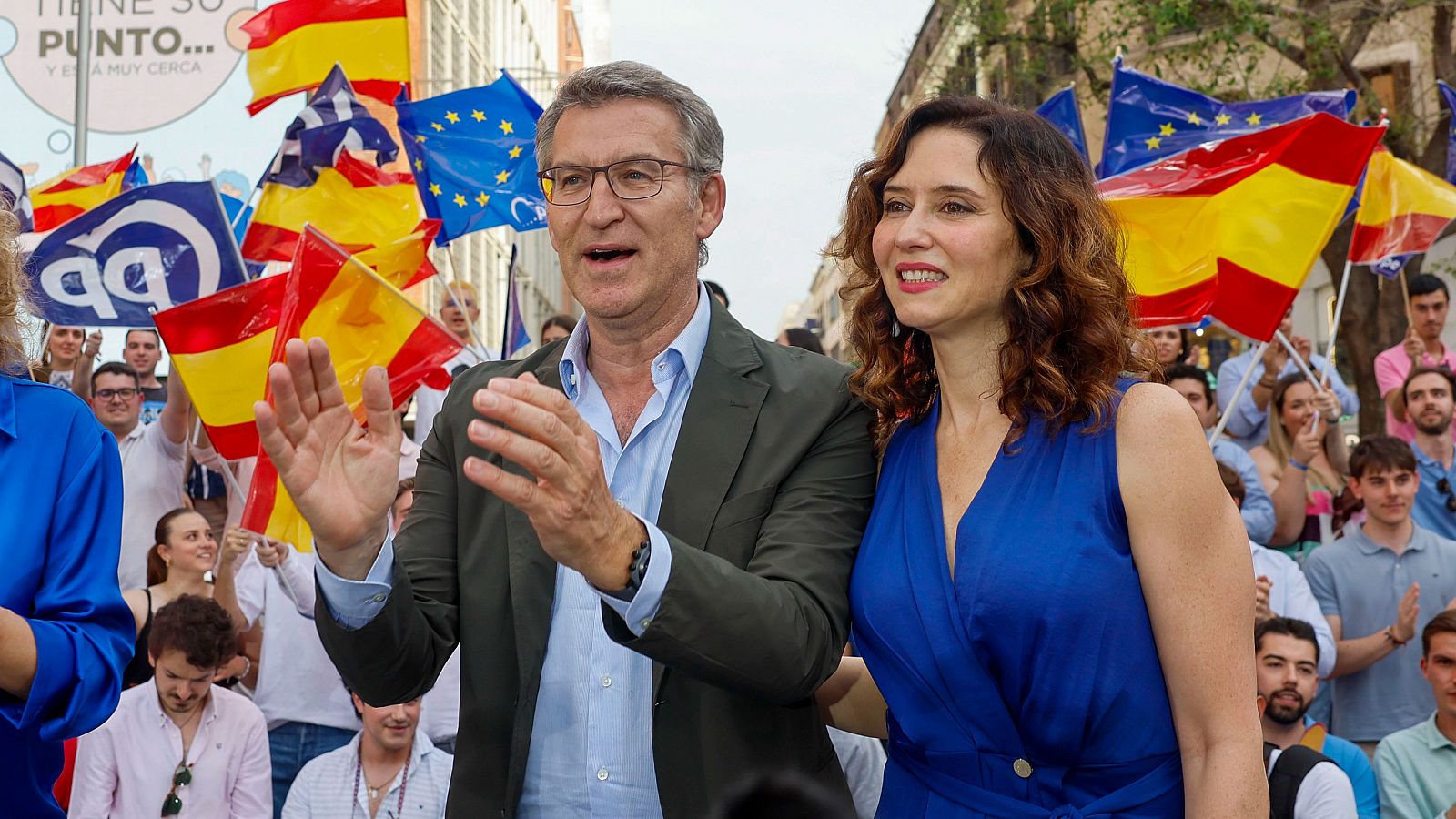 El líder del PP, Alberto Núñez Feijóo, y la presidenta de la Comunidad de Madrid y del PP de Madrid, Isabel Díaz Ayuso