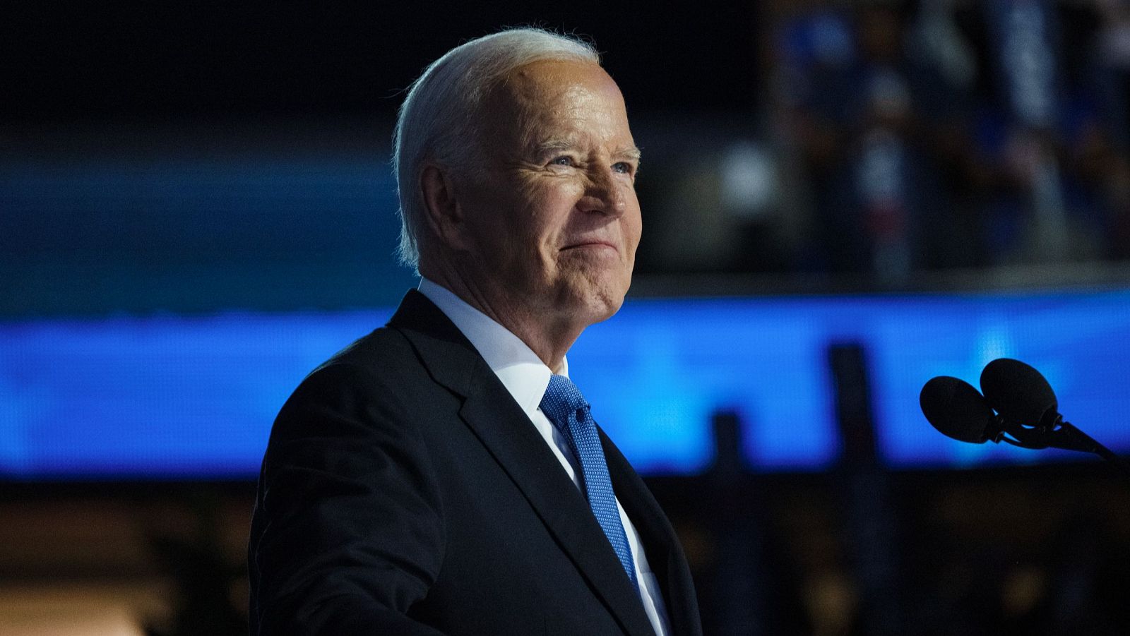 Imagen del presidente de Estados Unidos, Joe Biden, en la convención del Partido Demócrata en Chicago