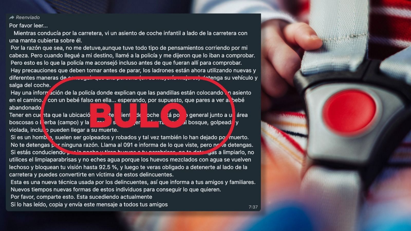 No colocan sillitas de bebé en la carretera para robarte, es bulo