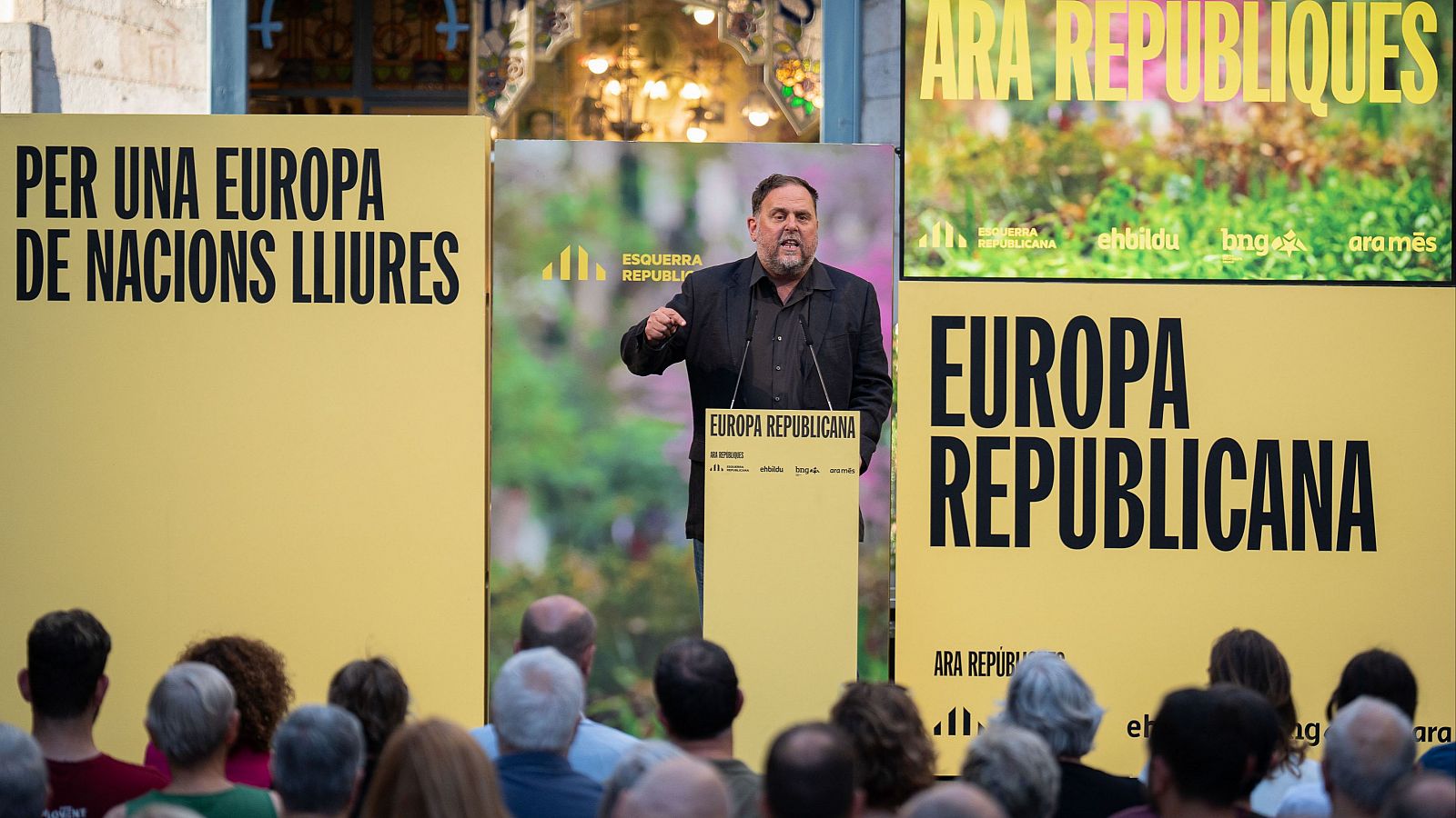 El anterior presidente de Esquerra, Oriol Junqueras, participa en un acto electoral de ERC en Girona en una imagen de archivo