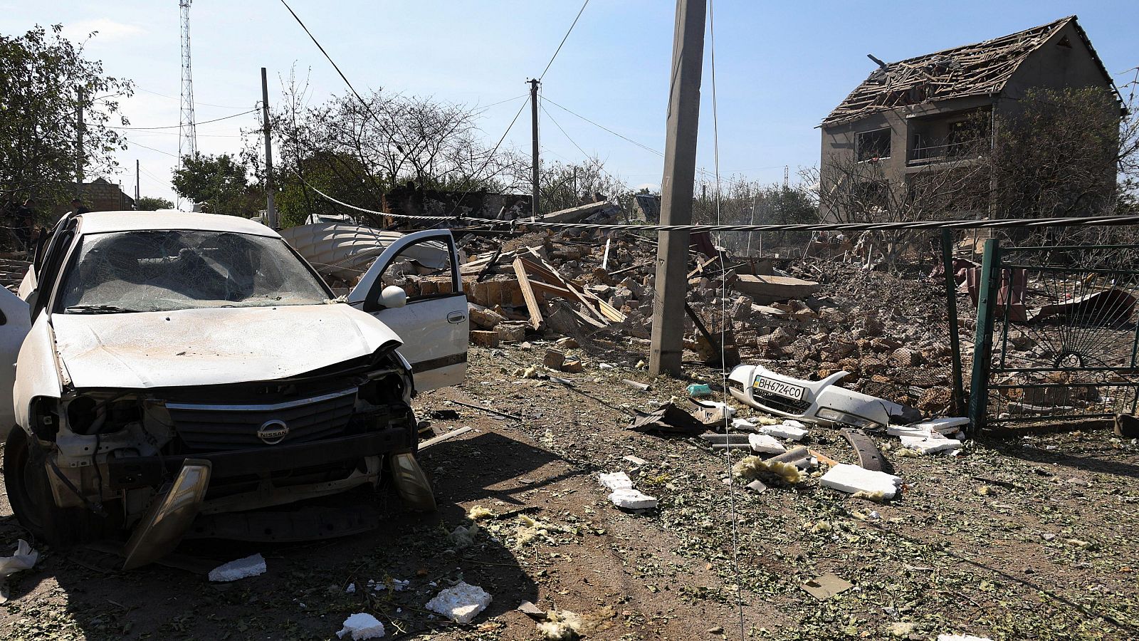 Impactos de los bombardeos rusos cerca de Odesa