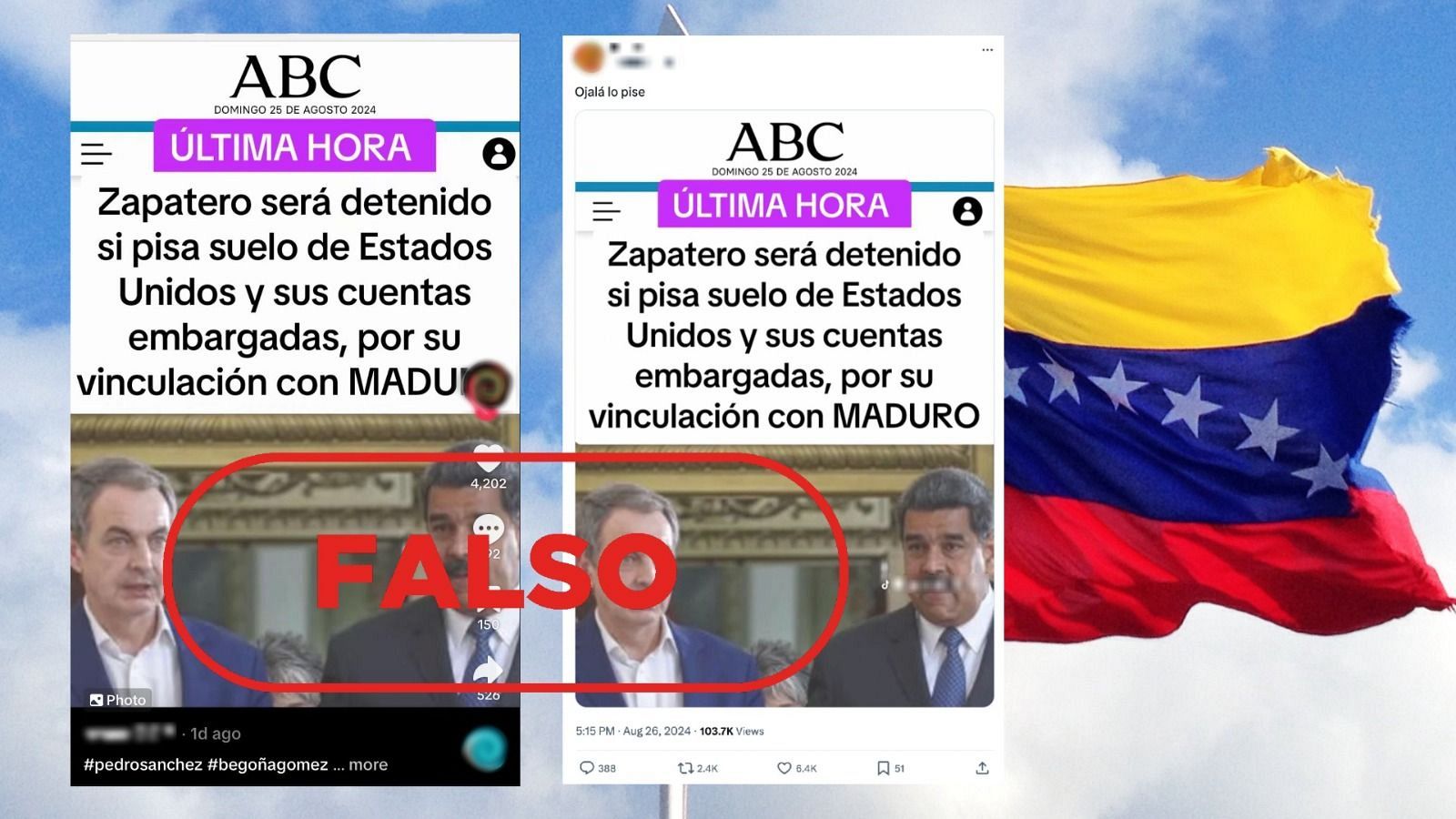 ABC no ha publicado este titular sobre Zapatero, es un montaje