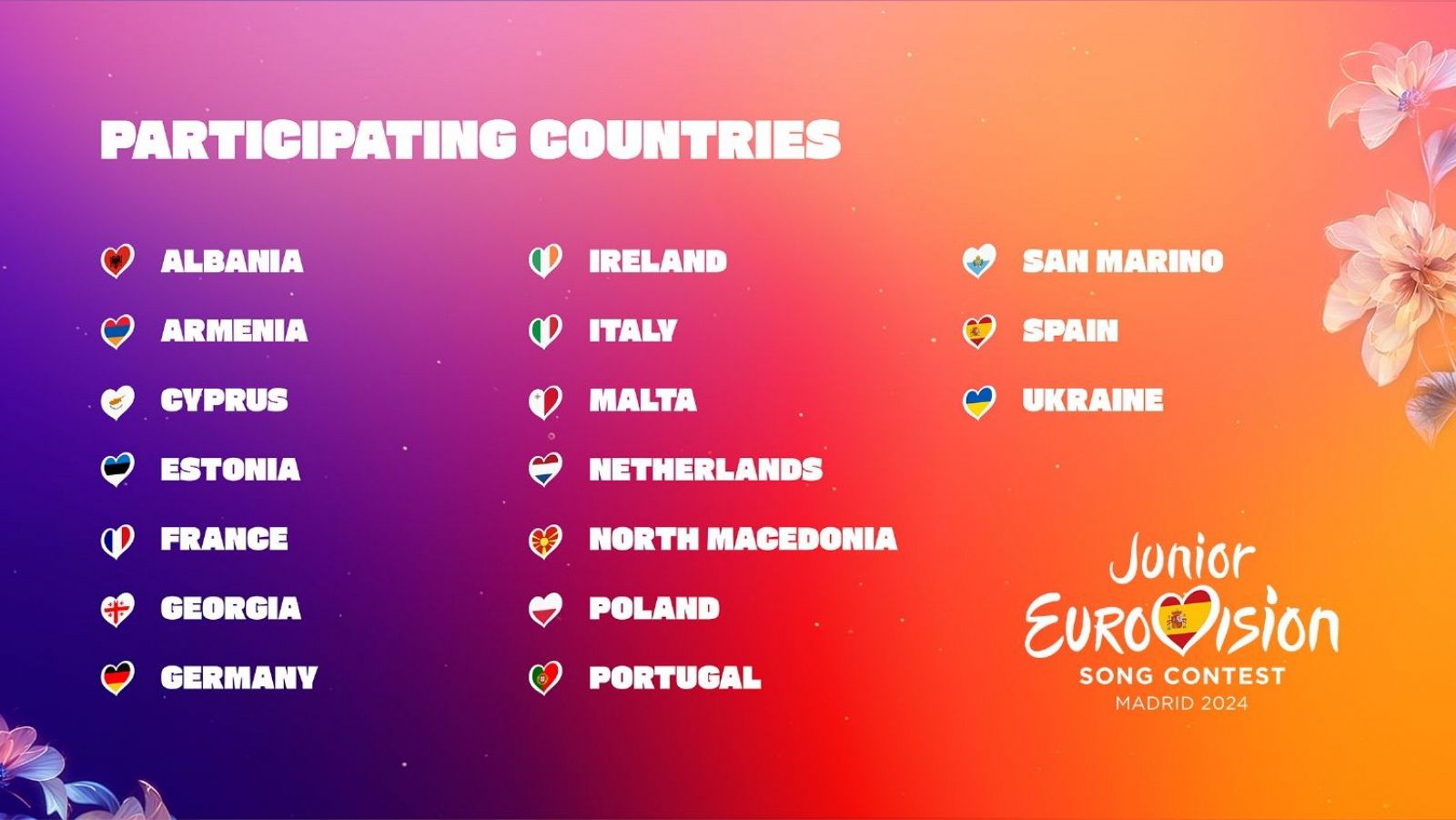 Participantes de Eurovisión Junior 2024