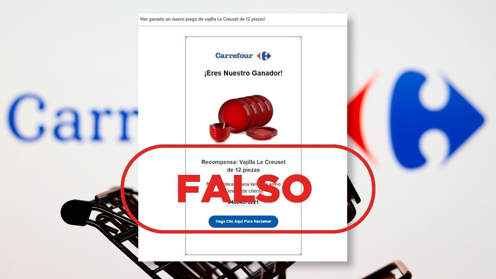 Carrefour no regala una vajilla de 12 piezas, es un phishing