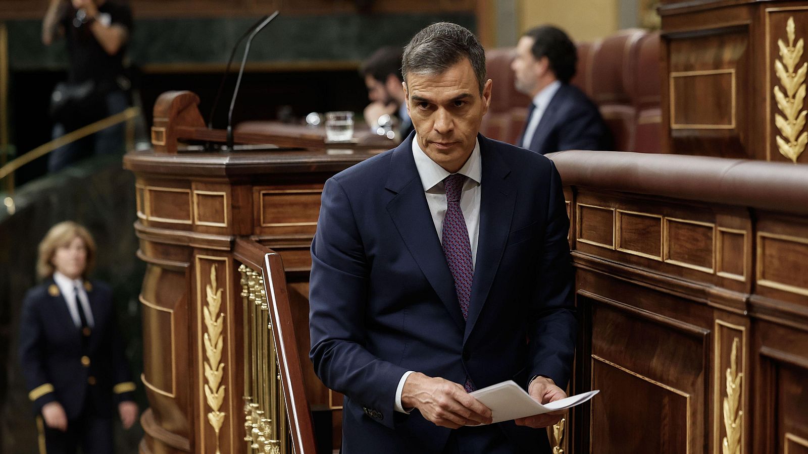 El presidente del Gobierno, Pedro Sánchez, en una imagen de archivo tras intervenir en el pleno del Congreso