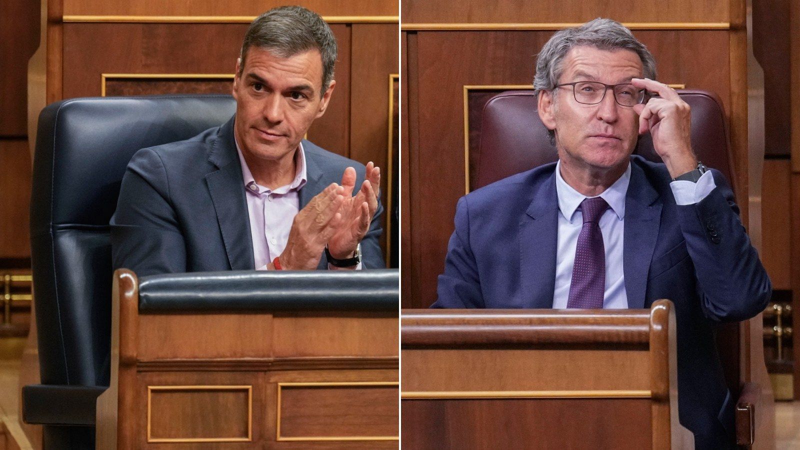 Pedro Sánchez y Alberto Núñez Feijóo, en el pleno del Congreso de los Diputados