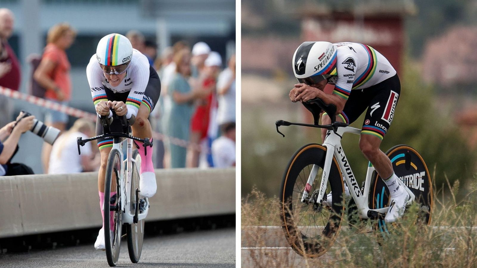 Dygert (i) y Evenepoel, campeones del mundo de contrarreloj