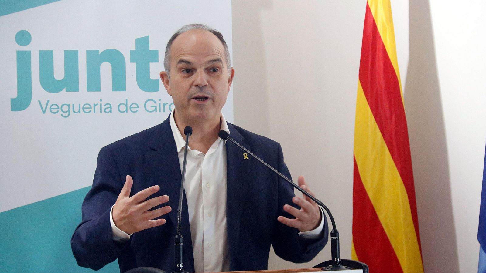 El secretari general de Junts, Jordi Turull, durant la presentació de l'oficina parlamentària del partit a les comarques gironines