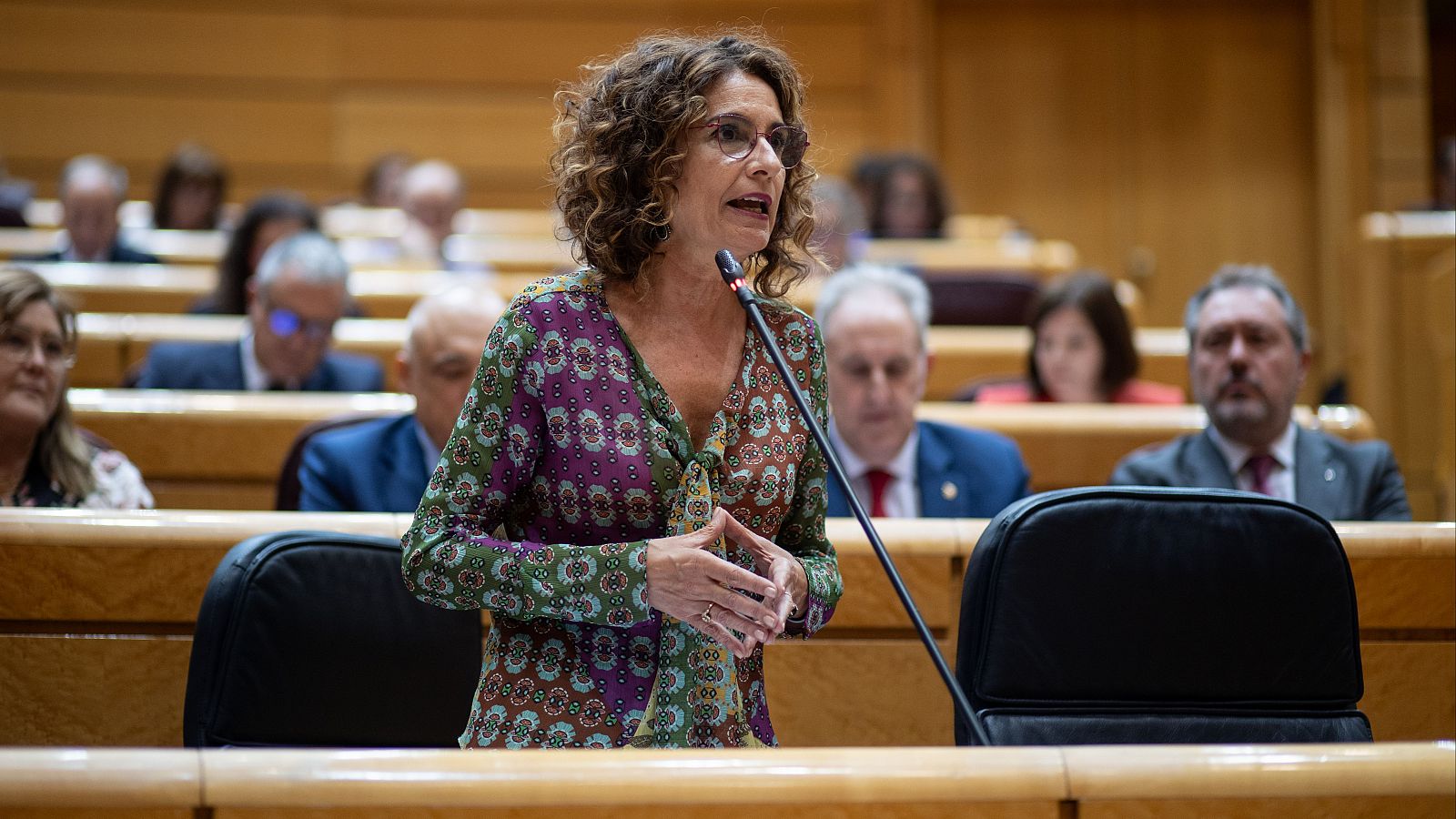 La ministra de Hacienda, María Jesús Montero, durante una sesión de control de Gobierno en el Senado