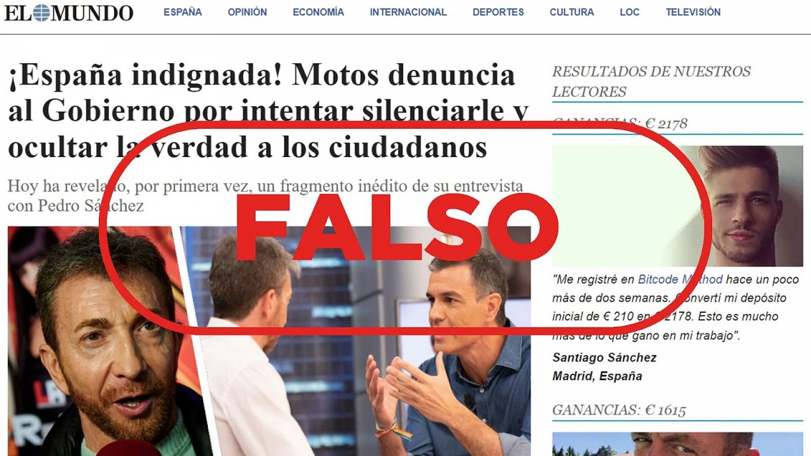 El Mundo no difunde esta falsa entrevista a Sánchez