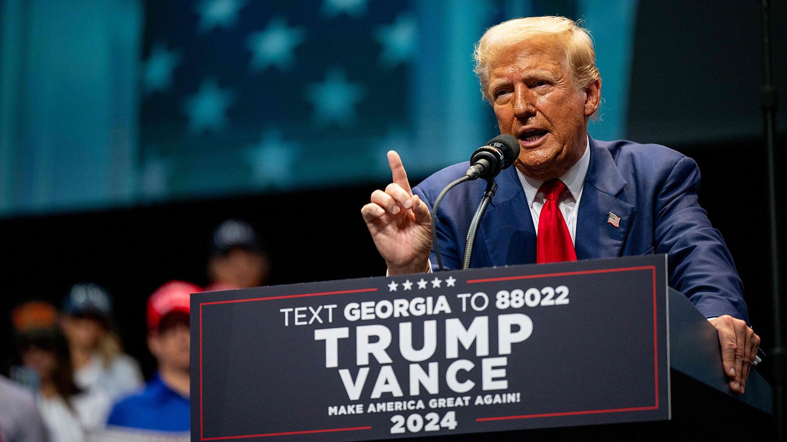 El expresidente de Estados Unidos Donald Trump durante un acto de campaña en Savannah, Georgia