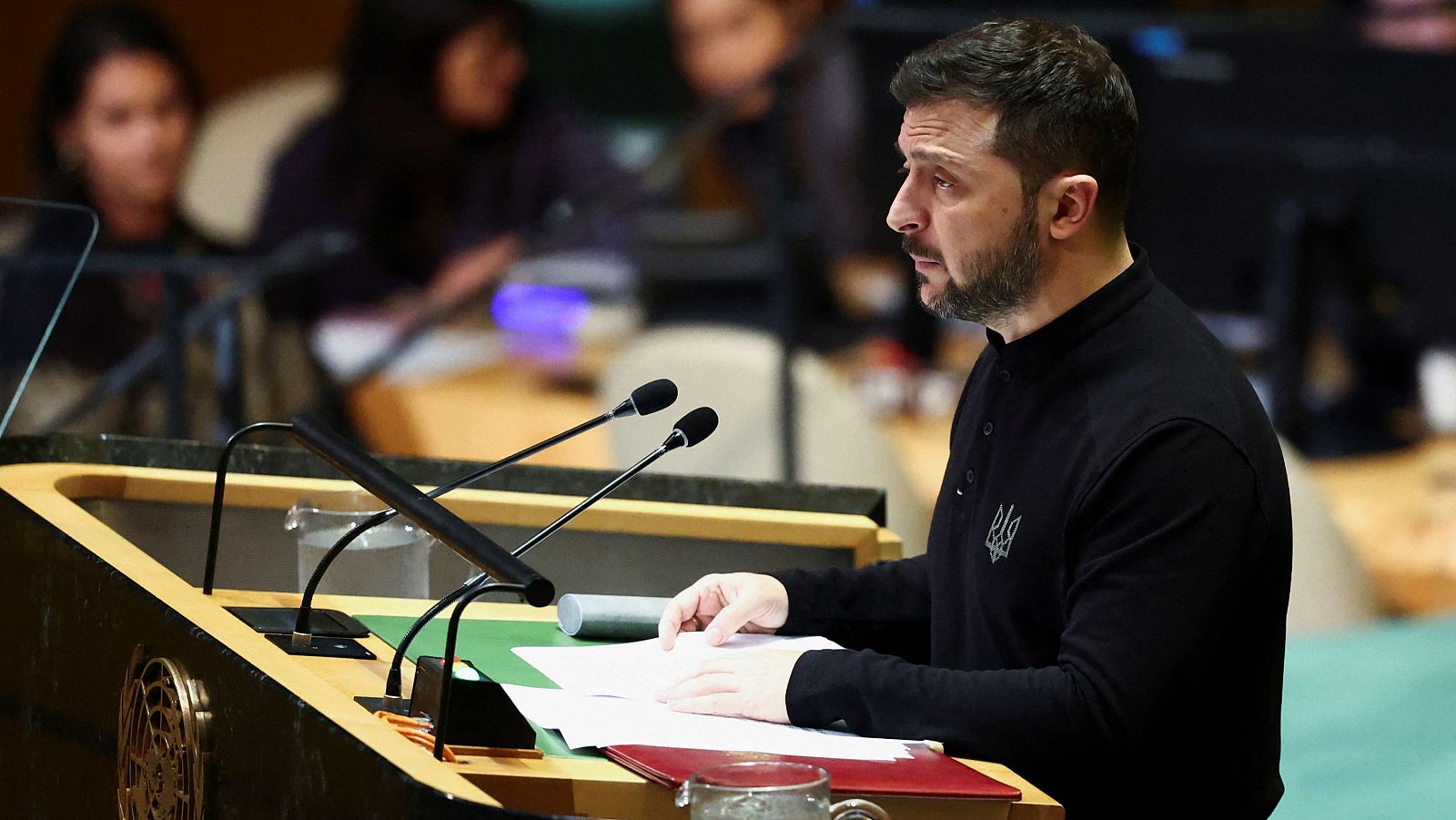 El presidente de Ucrania, Volodímir Zelenski, se dirige a la 79ª Asamblea General de las Naciones Unidas