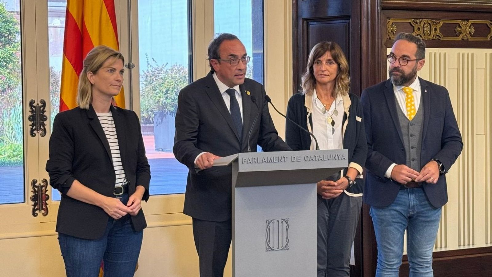 El presidente del Parlament catalán, Josep Rull, durante el acto