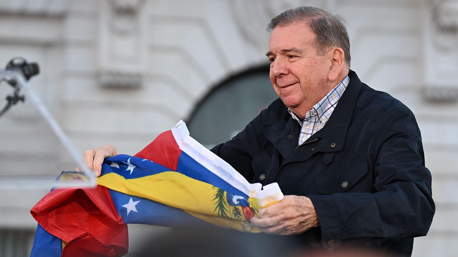 El opositor venezolano Edmundo González durante una protesta contra el Gobierno de Venezuela en Madrid