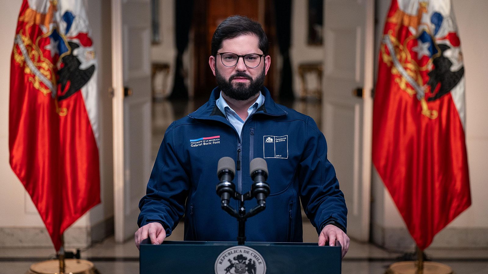 El presidente de Chile, Gabriel Boric, durante una intervención en el palacio de La Moneda, en Santiago