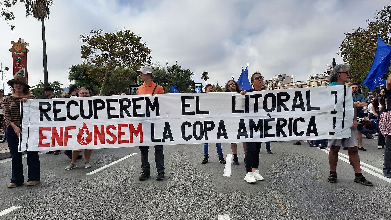 Pancarta manifestció contra Copa Amèrica