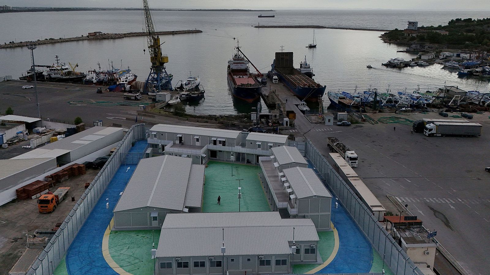 El campo de acogida para migrantes traídos desde Italia en Gjader (Albania).