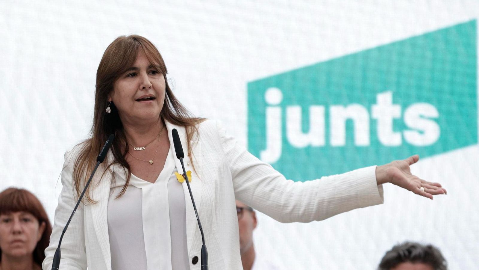 La presidenta de Junts, Laura Borrás, durante el acto de inicio de campaña del 23J