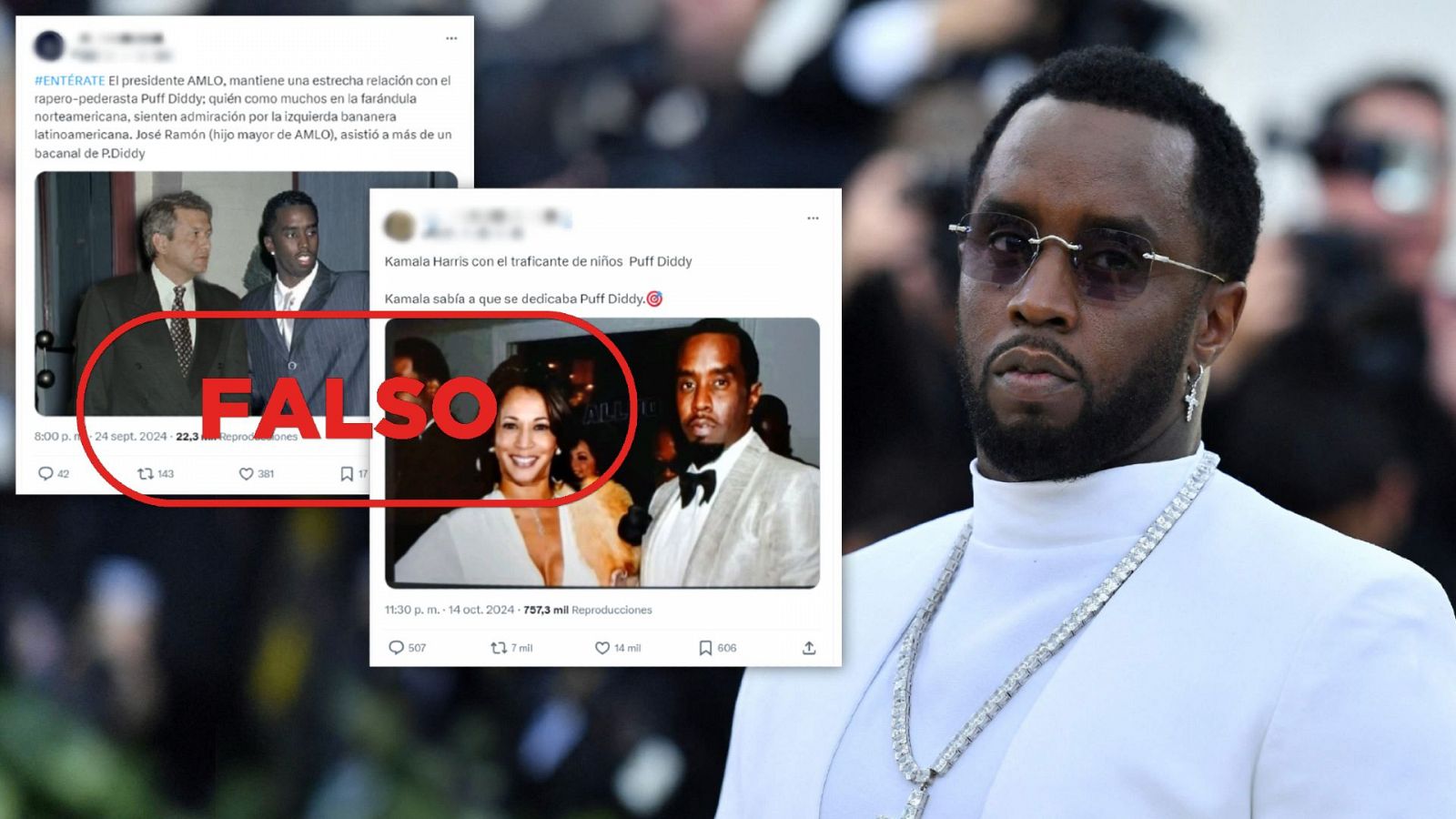 Imágenes de Puff Daddy con famosos: bulos y desinformación