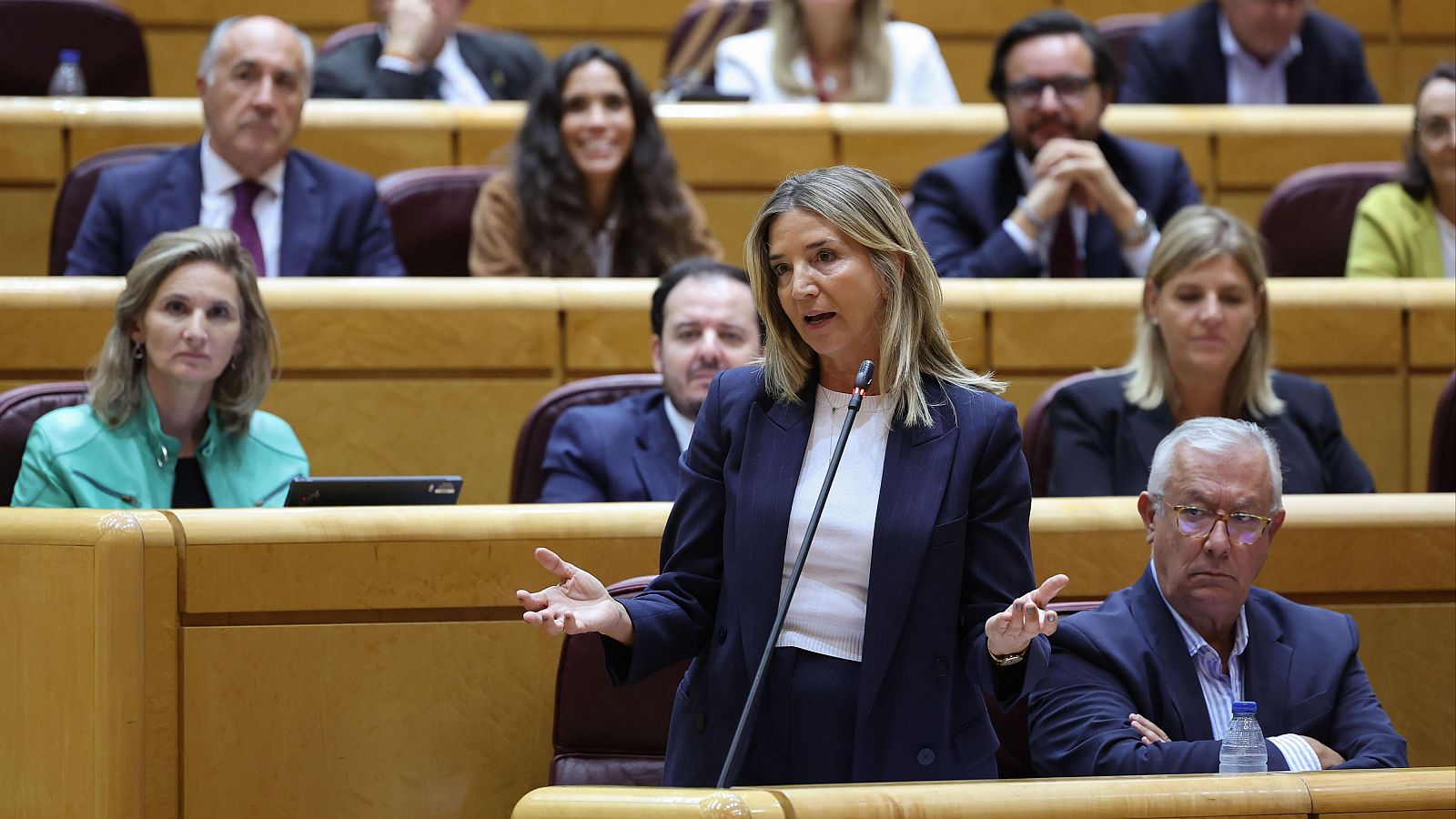 La senadora del PP, Alicia García, interviene durante una sesión de control al Gobierno