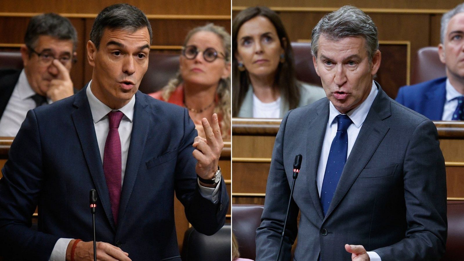 Pedro Sánchez y Alberto Núñez Feijóo, en la sesión de control al Gobierno en el Congreso del pasado 16 de octubre.