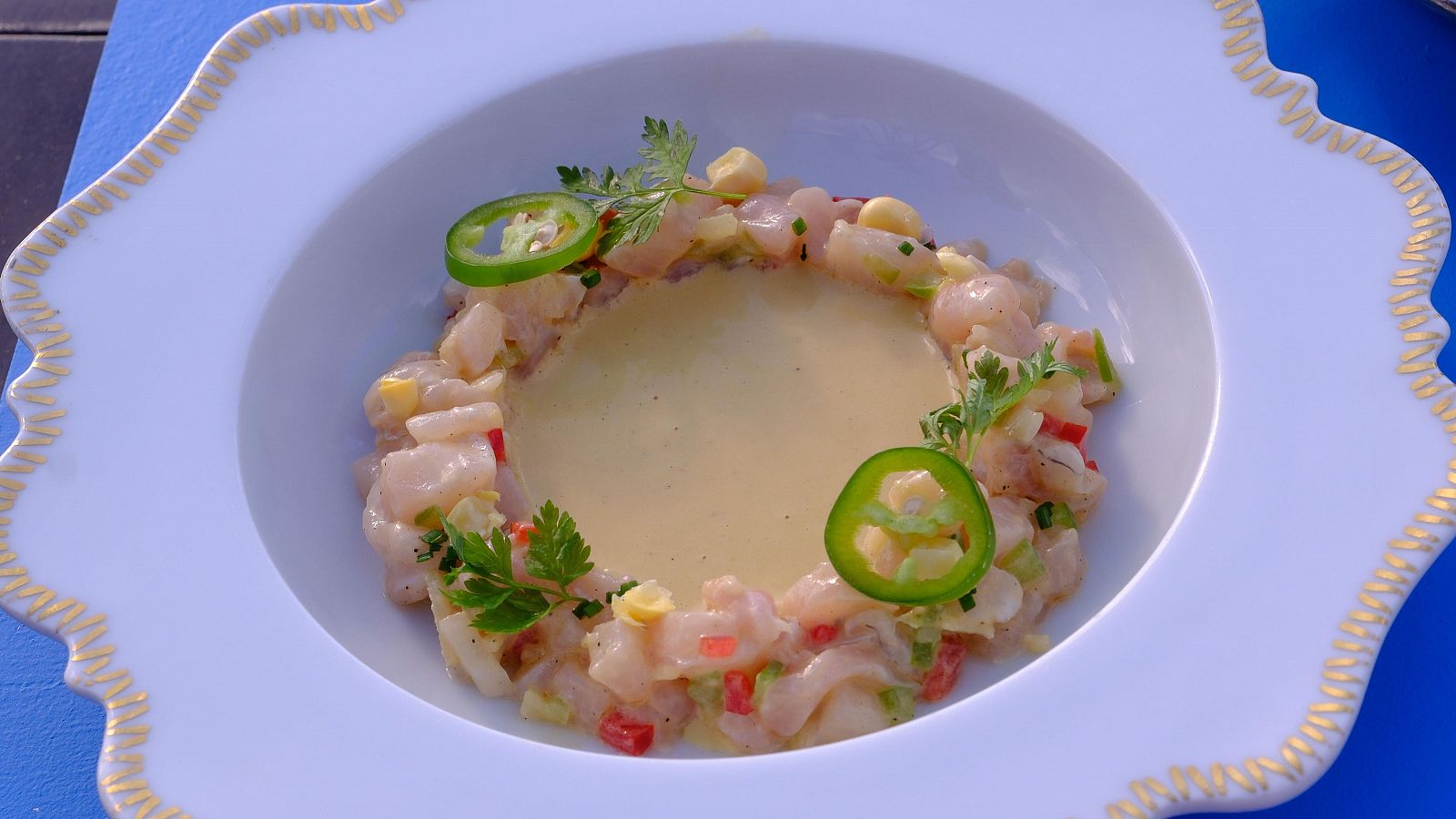 Receta de ceviche de corvina, maíz, manzana verde y jalapeños de MasterChef Celebrity 9