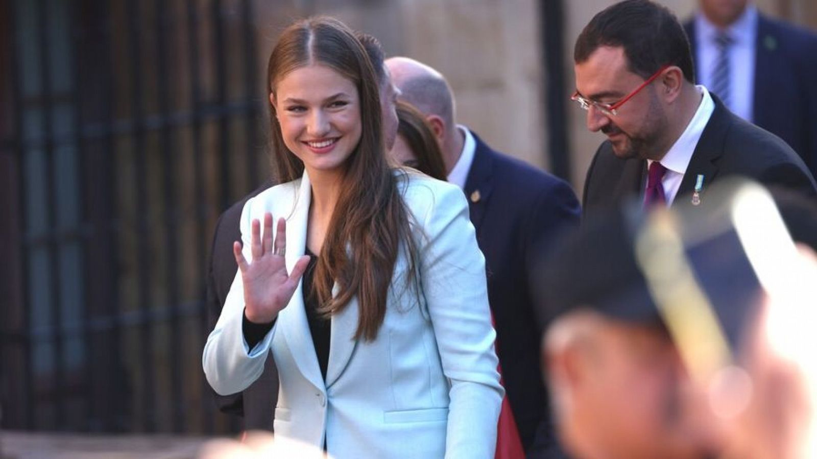 La princesa Leonor, a su llegada para recibir el título de Alcaldesa Honorífica de Oviedo