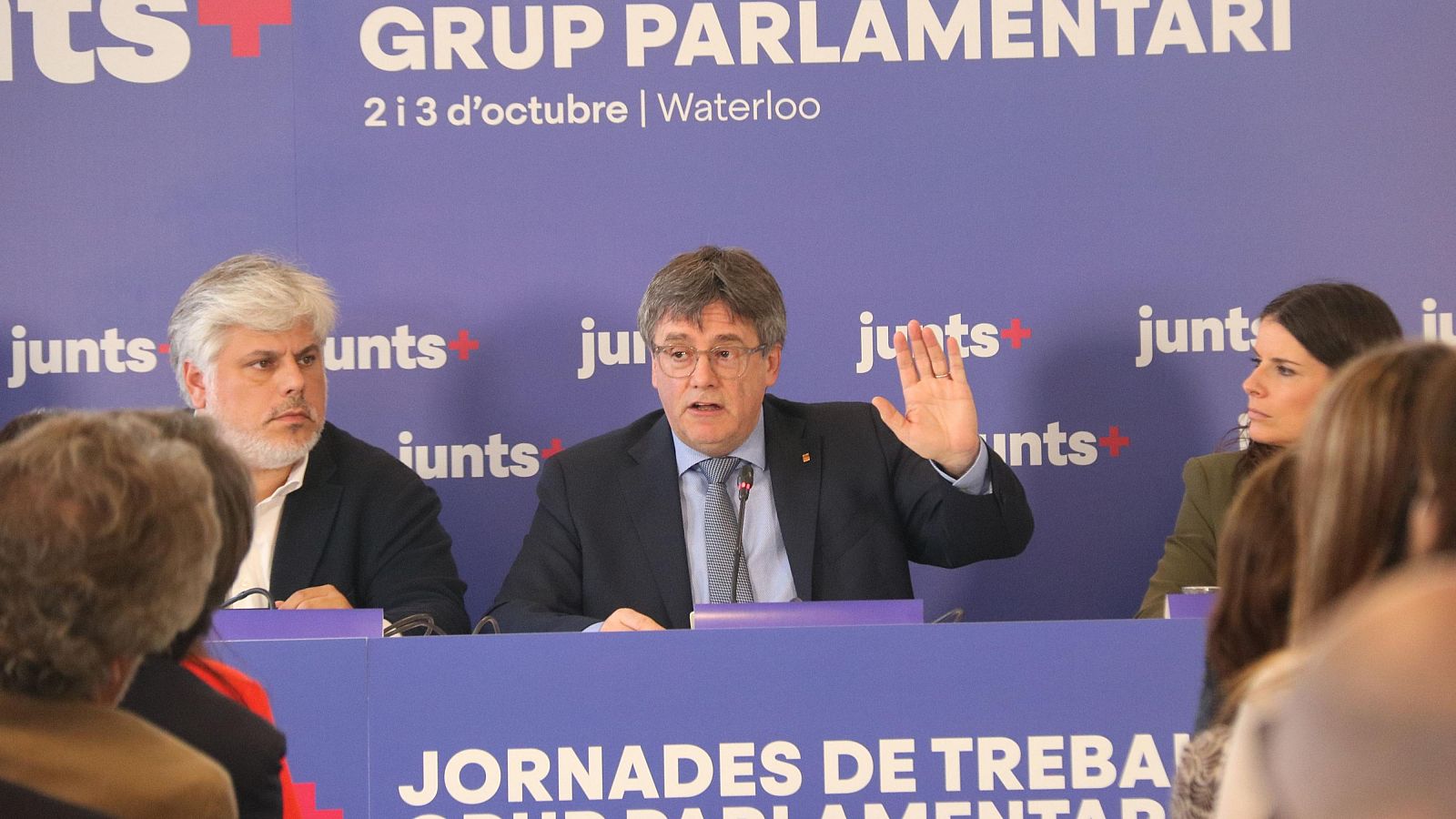 Carles Puigdemont intervé a la jornada de treball del grup parlamentari que Junts va celebrar a principis d'octubre