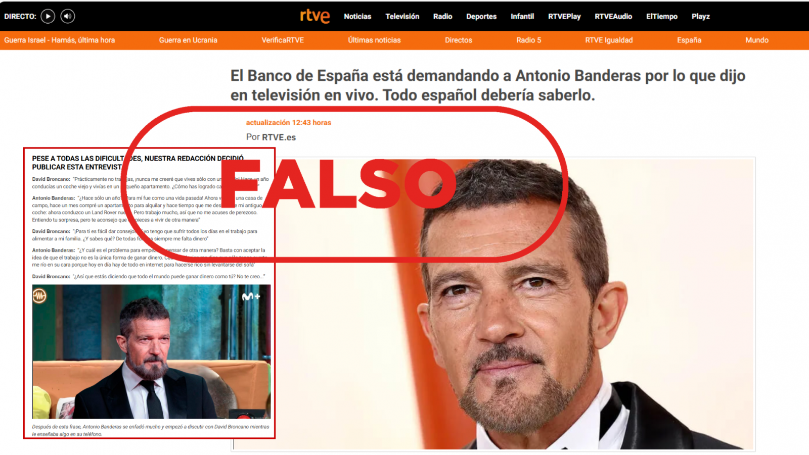 RTVE no difunde esta falsa entrevista de David Broncano a Antonio Banderas