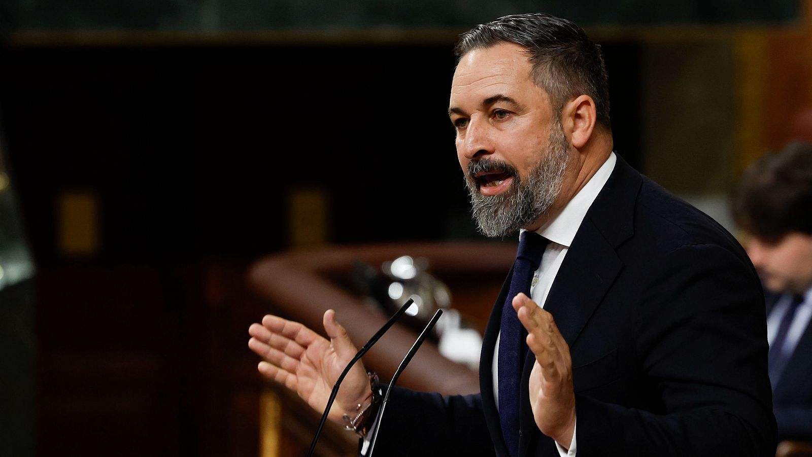 El presidente de Vox, Santiago Abascal, en una intervención en el Congreso