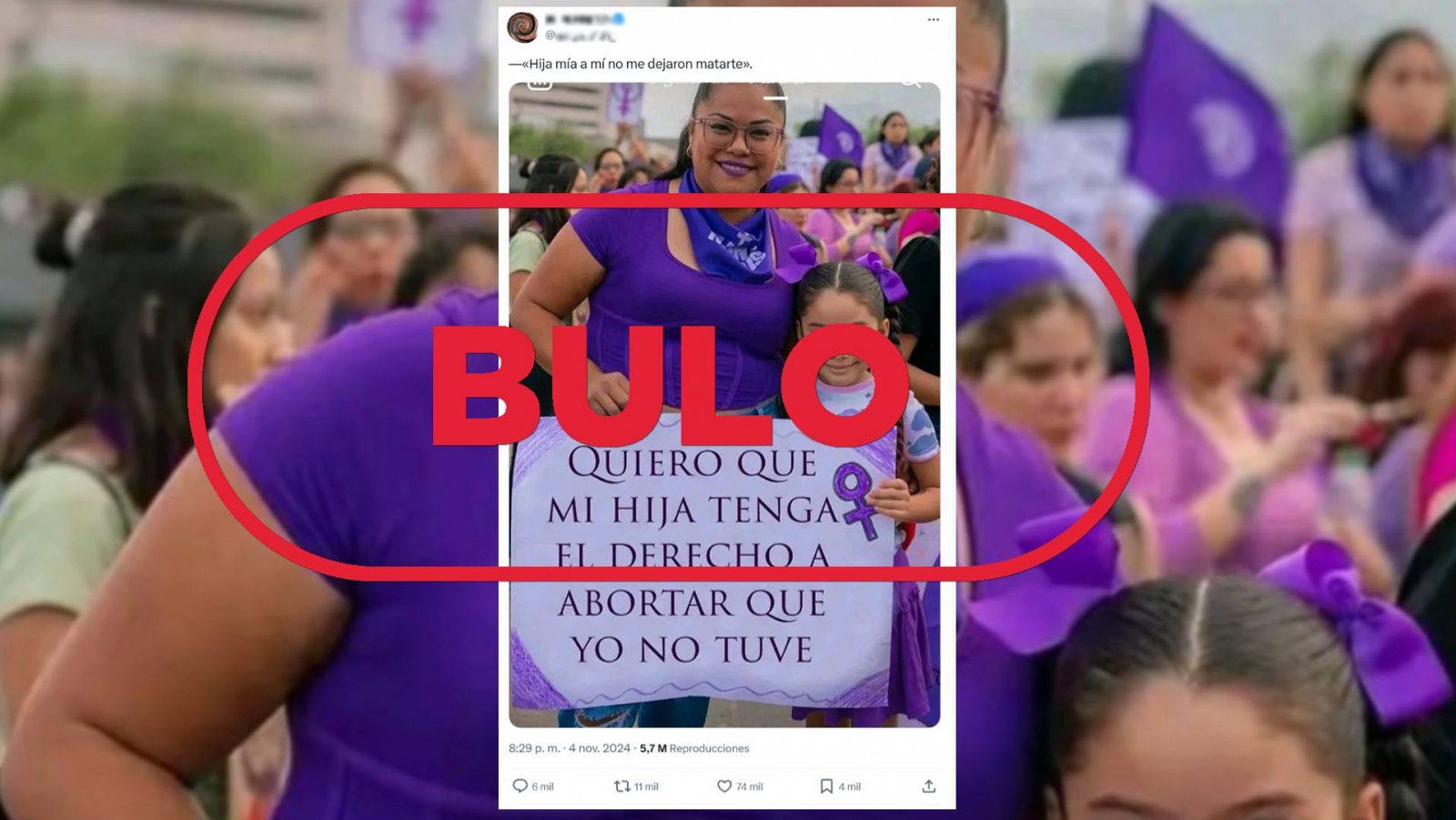 Esta pancarta sobre el derecho al aborto está manipulada