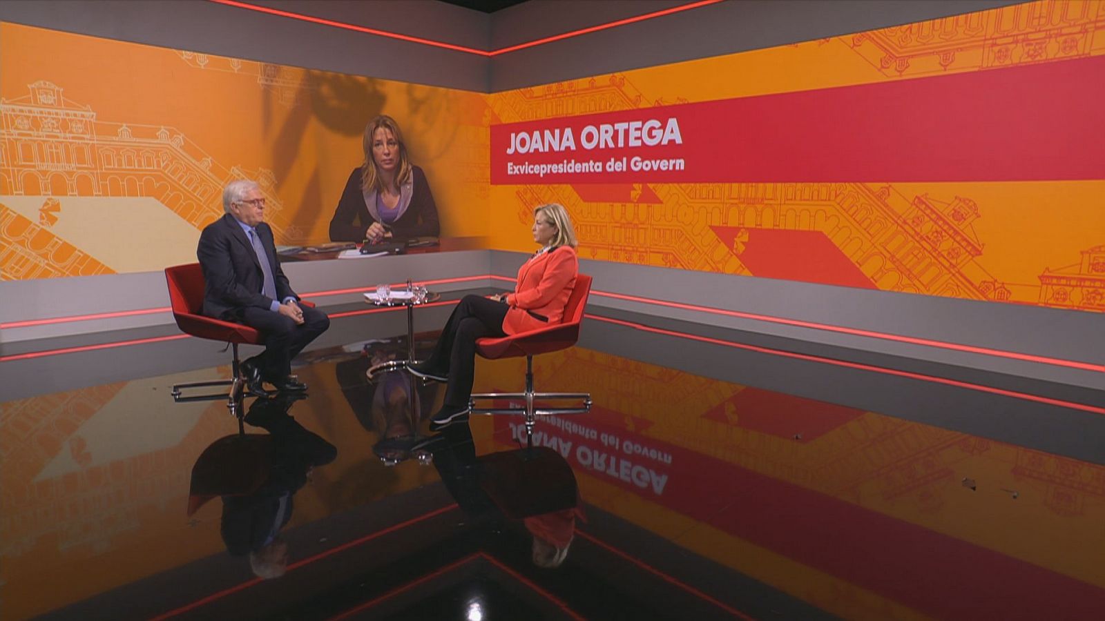 Lluís Falgàs i Joana Ortega al plató de l''Aquí parlem'