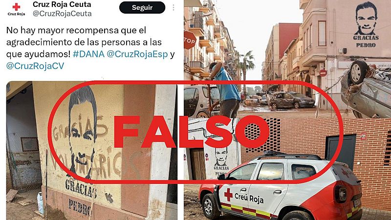 Bulo desmentido: pintadas de agradecimiento a Pedro Sánchez tras la DANA en Valencia. Falso.