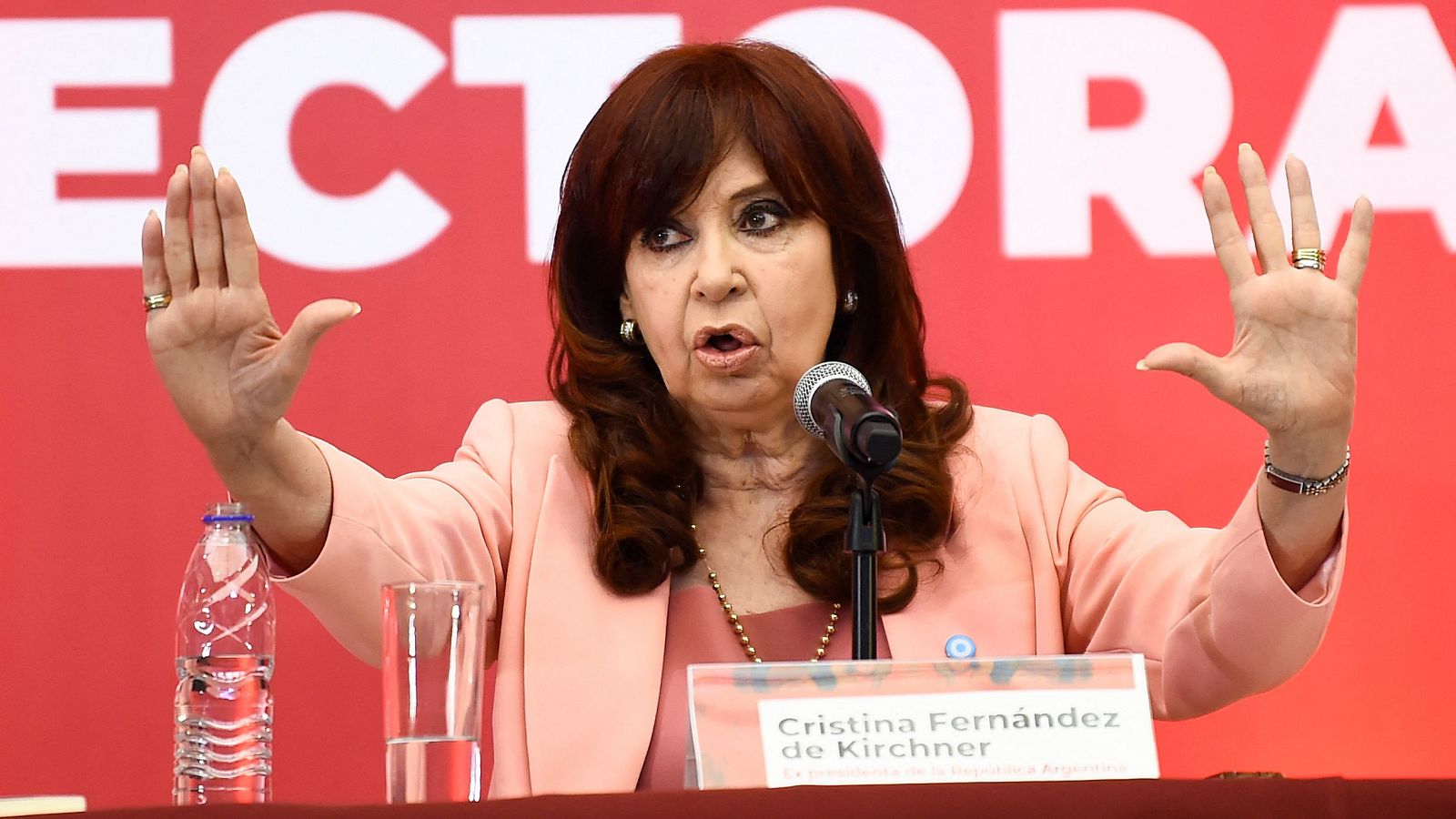 La expresidenta argentina Cristina Fernández de Kirchner durante el evento Realidad Política y Electoral en América Latina en Ciudad de México el 3 de agosto de 2024.