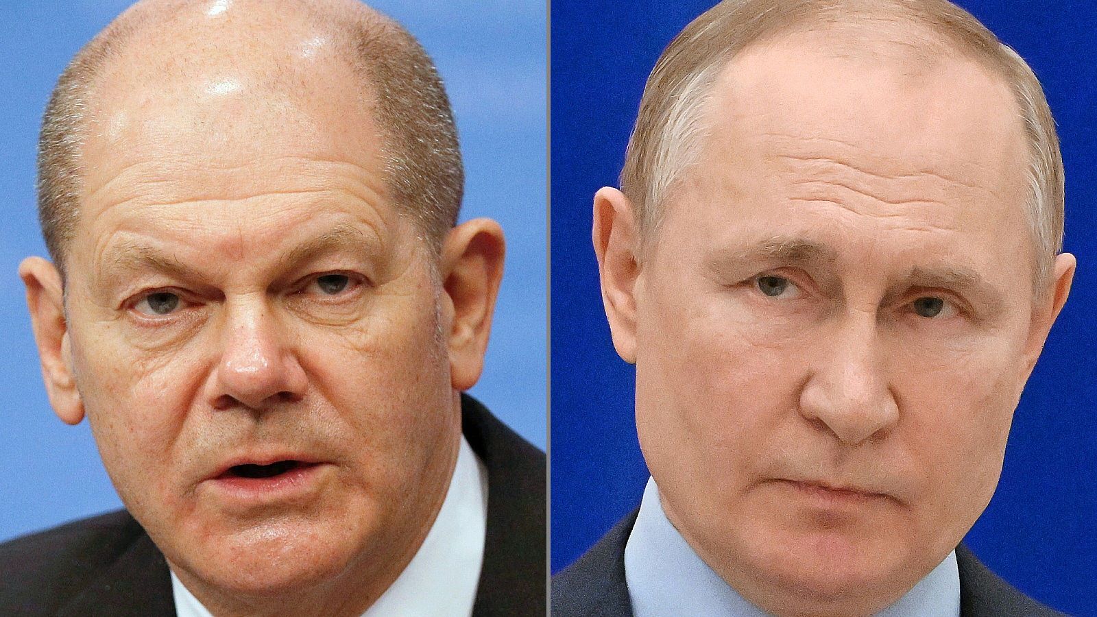 El canciller alemán, Olaf Scholz, y el presidente ruso, Vladímir Putin